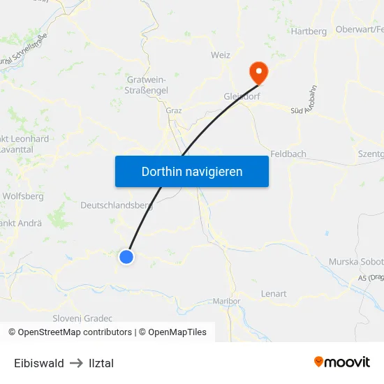 Eibiswald to Ilztal map