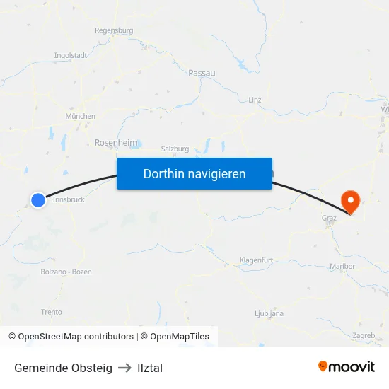 Gemeinde Obsteig to Ilztal map
