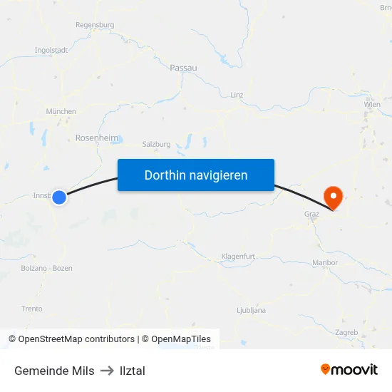 Gemeinde Mils to Ilztal map