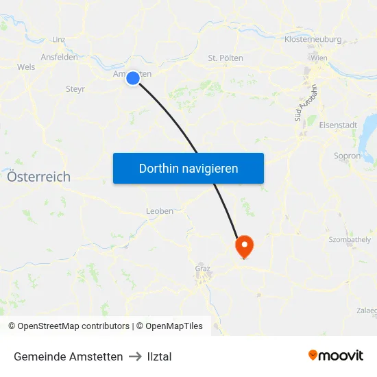 Gemeinde Amstetten to Ilztal map
