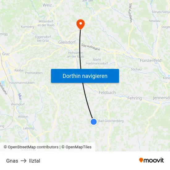 Gnas to Ilztal map