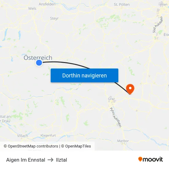 Aigen Im Ennstal to Ilztal map
