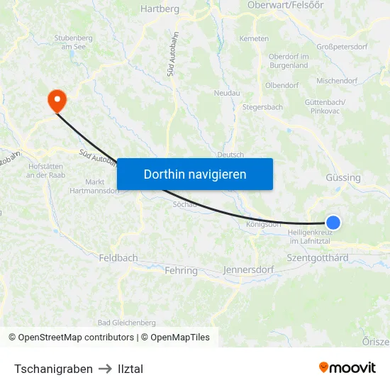 Tschanigraben to Ilztal map