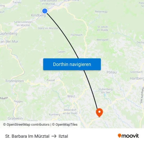 St. Barbara Im Mürztal to Ilztal map