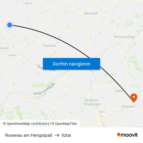 Rosenau am Hengstpaß to Ilztal map