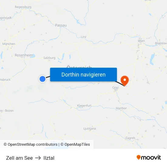 Zell am See to Ilztal map