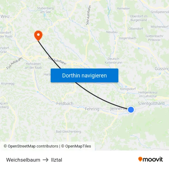 Weichselbaum to Ilztal map