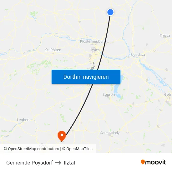 Gemeinde Poysdorf to Ilztal map