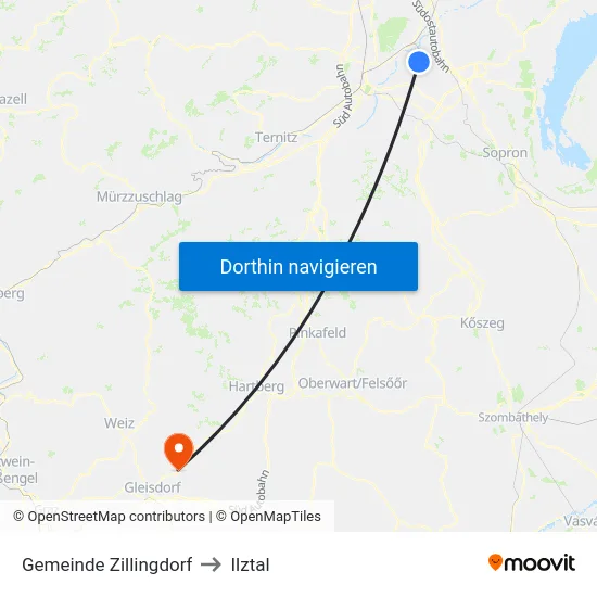 Gemeinde Zillingdorf to Ilztal map