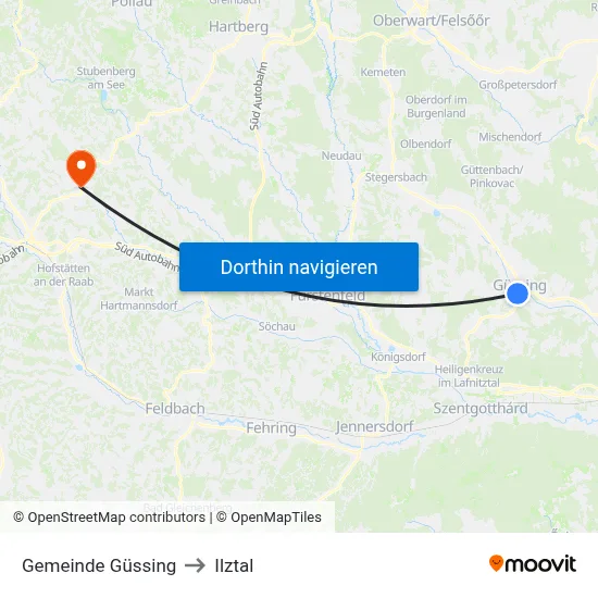 Gemeinde Güssing to Ilztal map