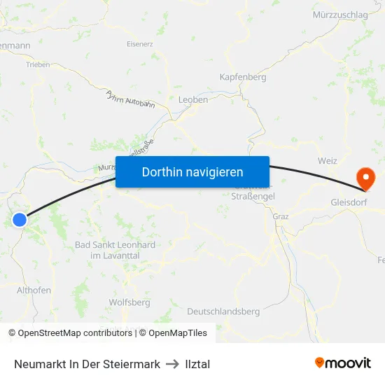 Neumarkt In Der Steiermark to Ilztal map