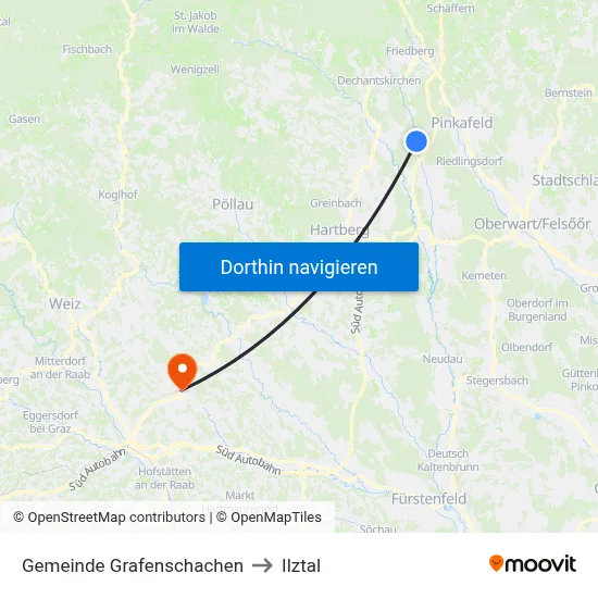 Gemeinde Grafenschachen to Ilztal map
