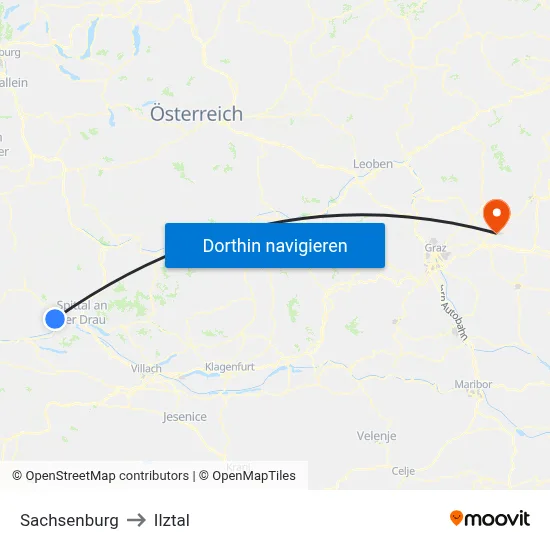 Sachsenburg to Ilztal map