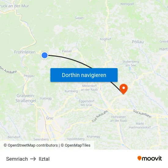 Semriach to Ilztal map