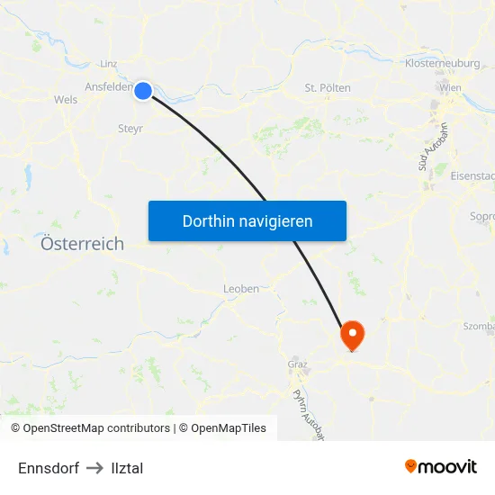 Ennsdorf to Ilztal map