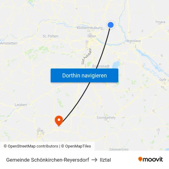 Gemeinde Schönkirchen-Reyersdorf to Ilztal map