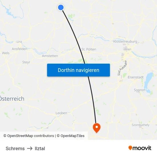 Schrems to Ilztal map