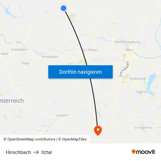 Hirschbach to Ilztal map