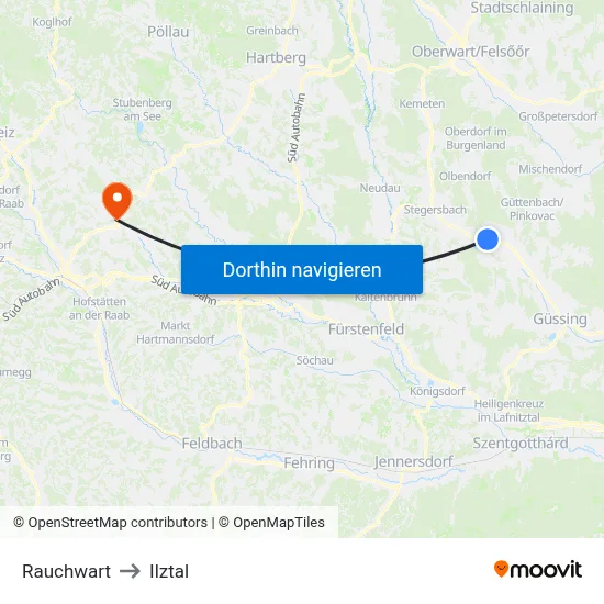 Rauchwart to Ilztal map