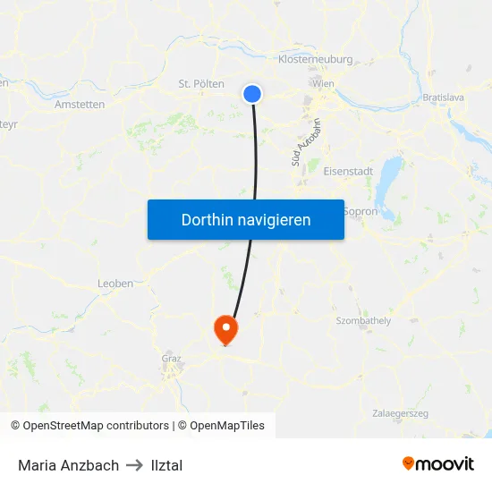 Maria Anzbach to Ilztal map