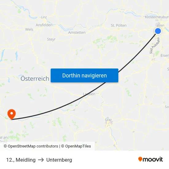 12., Meidling to Unternberg map