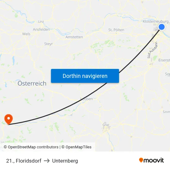 21., Floridsdorf to Unternberg map