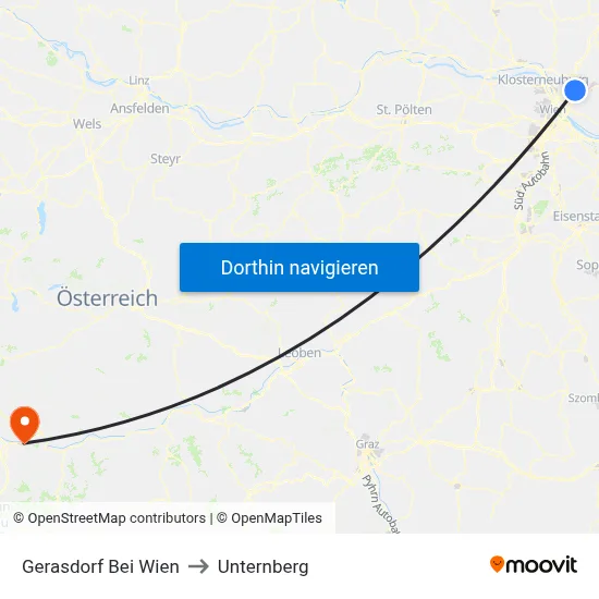 Gerasdorf Bei Wien to Unternberg map