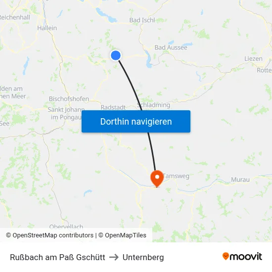 Rußbach am Paß Gschütt to Unternberg map