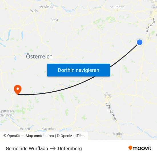 Gemeinde Würflach to Unternberg map
