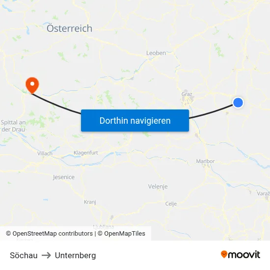 Söchau to Unternberg map