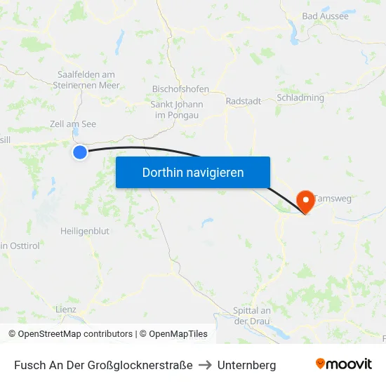 Fusch An Der Großglocknerstraße to Unternberg map