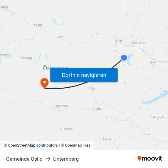 Gemeinde Oslip to Unternberg map