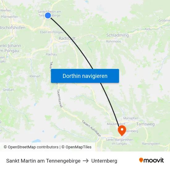 Sankt Martin am Tennengebirge to Unternberg map