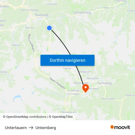 Untertauern to Unternberg map