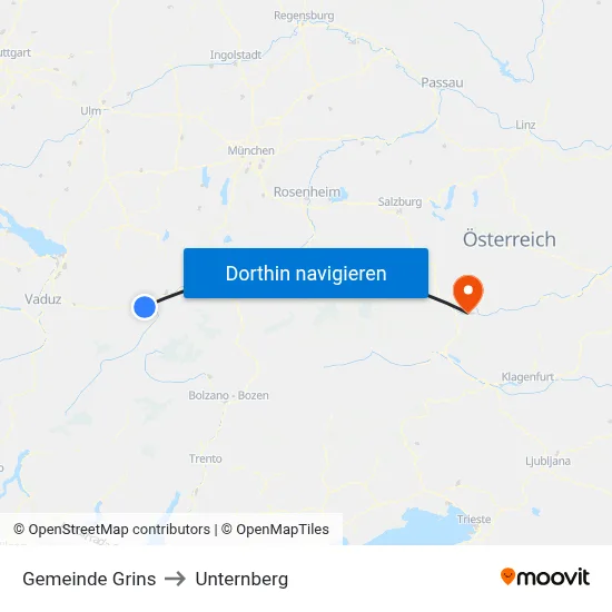 Gemeinde Grins to Unternberg map