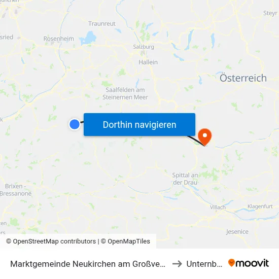 Marktgemeinde Neukirchen am Großvenediger to Unternberg map