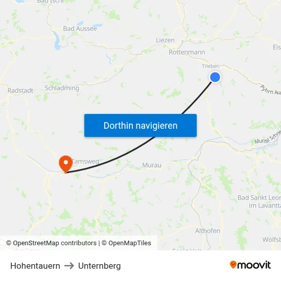 Hohentauern to Unternberg map