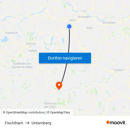 Fischlham to Unternberg map