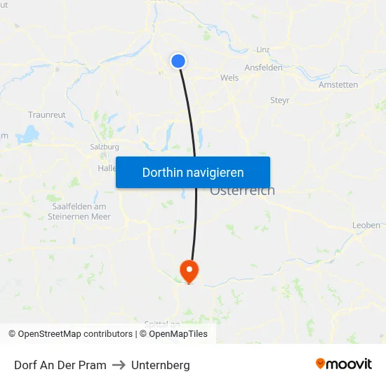 Dorf An Der Pram to Unternberg map