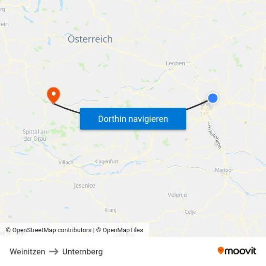 Weinitzen to Unternberg map