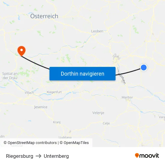 Riegersburg to Unternberg map