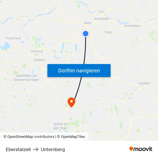 Eberstalzell to Unternberg map