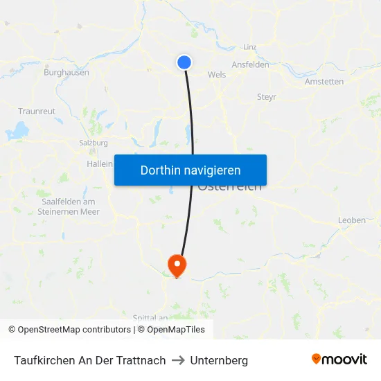 Taufkirchen An Der Trattnach to Unternberg map