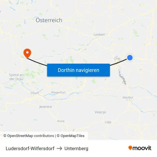 Ludersdorf-Wilfersdorf to Unternberg map