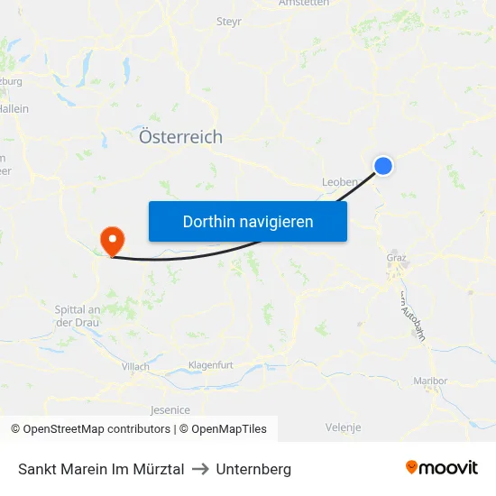 Sankt Marein Im Mürztal to Unternberg map