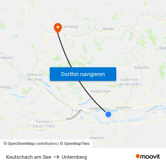 Keutschach am See to Unternberg map