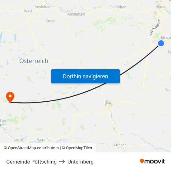 Gemeinde Pöttsching to Unternberg map