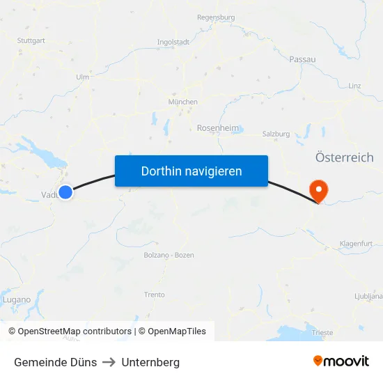 Gemeinde Düns to Unternberg map