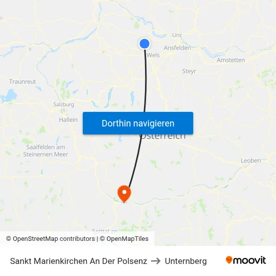 Sankt Marienkirchen An Der Polsenz to Unternberg map