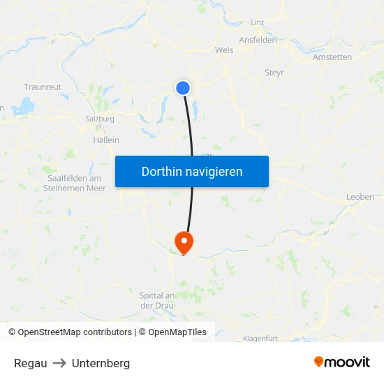Regau to Unternberg map